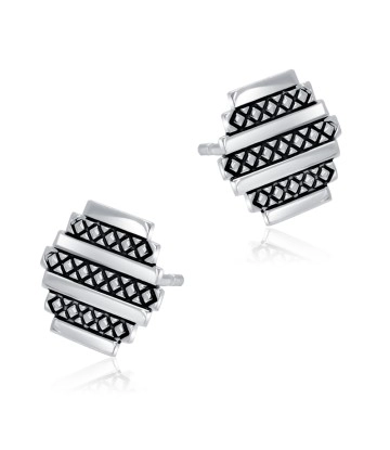 Beehive Designed Silver Ear Stud STS-5619